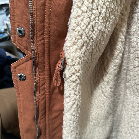 VOLCOM Less is More Sherpa Lined Hooded Weatherproof Jacket rust Orange - Picture 4 of 14